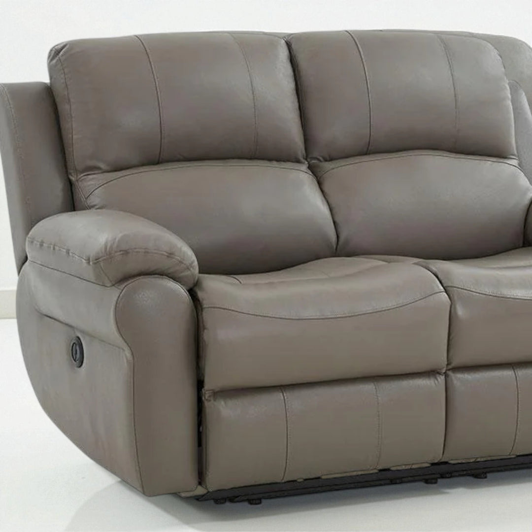 Ravino Recliner Loveseat – Grey Leather Luxury with Power Comfort