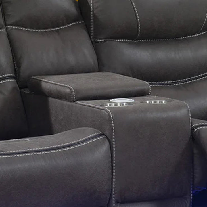 Voltair Recliner Loveseat – Dark Grey Power Luxury with Smart Comfort