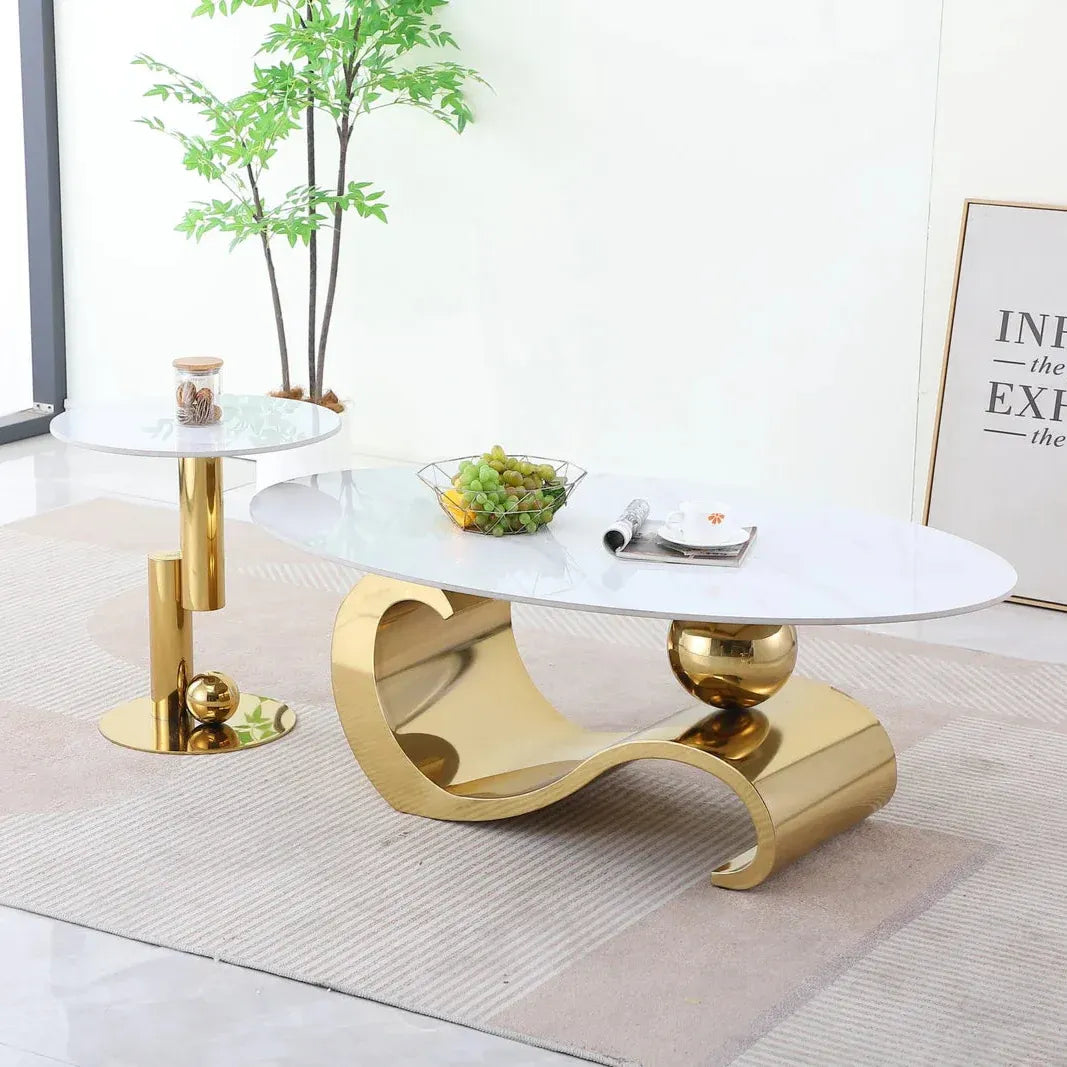 Palazzo Gold Metallic Luxury Coffee Table Set