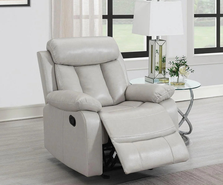 Stravelo Recliner Chair with Manual Recline & Glider | Beige Leathaire Recliner