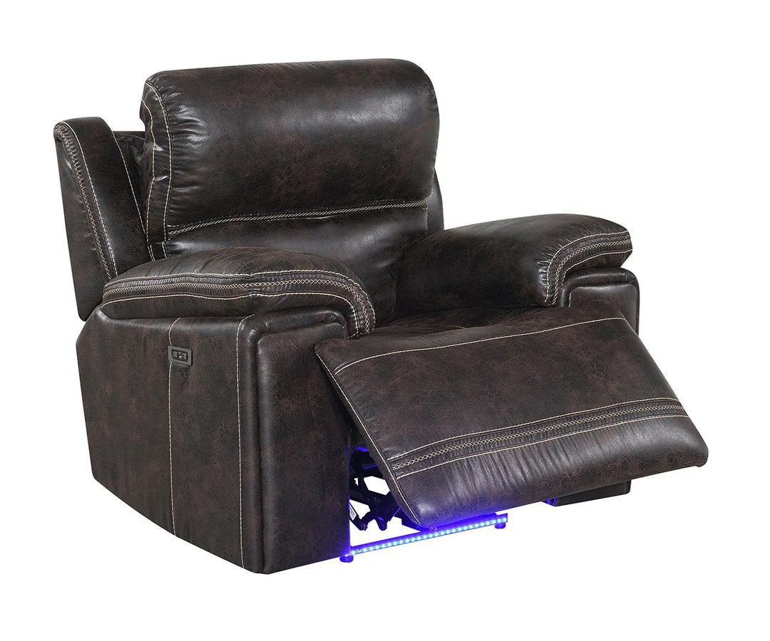 Luxio Recliner Chair with Power Recline & USB Ports | Dark Brown Air-Leather