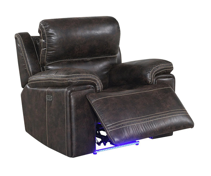 Luxio Recliner Chair with Power Recline & USB Ports | Dark Brown Air-Leather