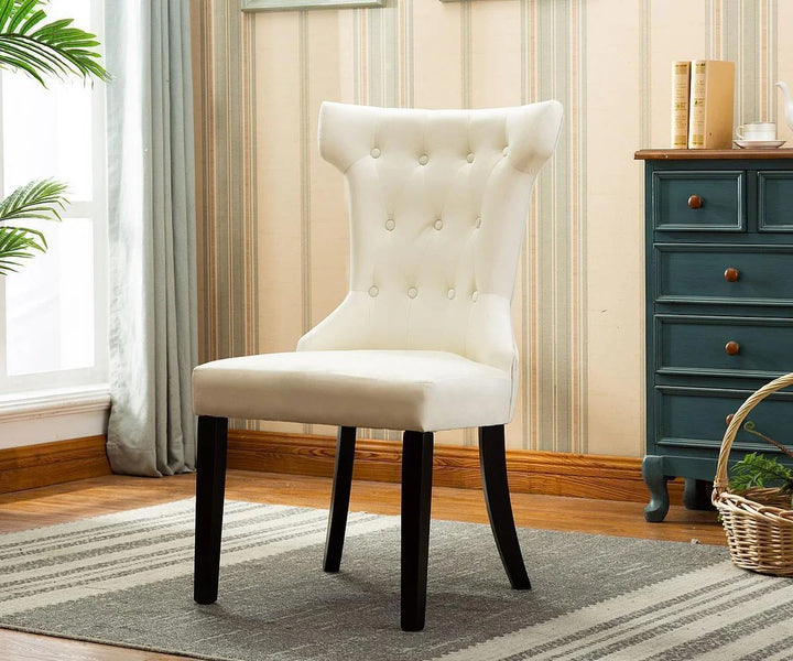 Ophelia Luxe Velvet Accent Chair with Tufted Back and Wooden Legs – Timeless Elegance for Your Home