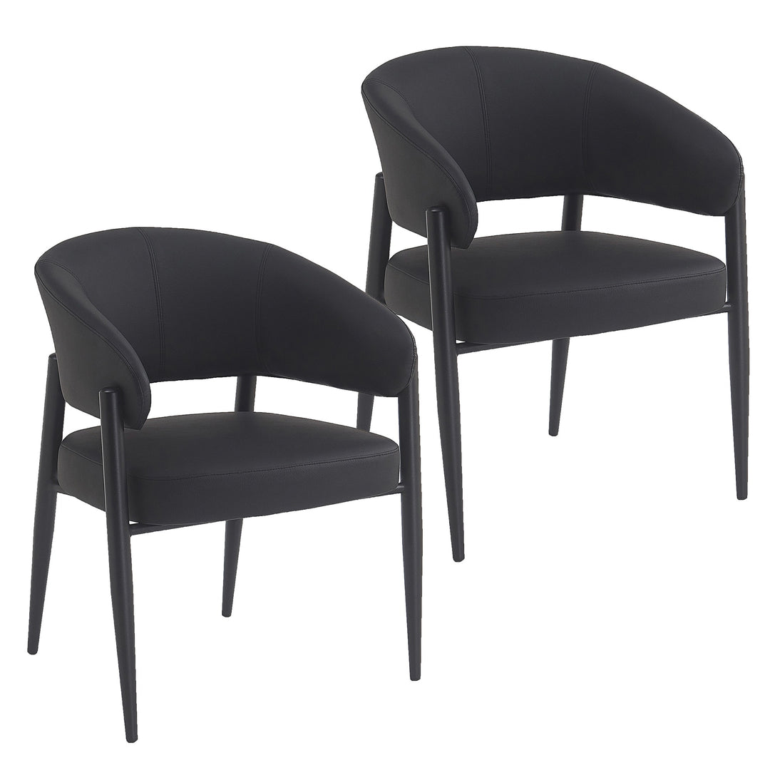 Zenora Upholstered Dining Chairs (Set of 2) – Modern Faux Leather Dining And Lounge Chairs with Matte Black Metal Legs