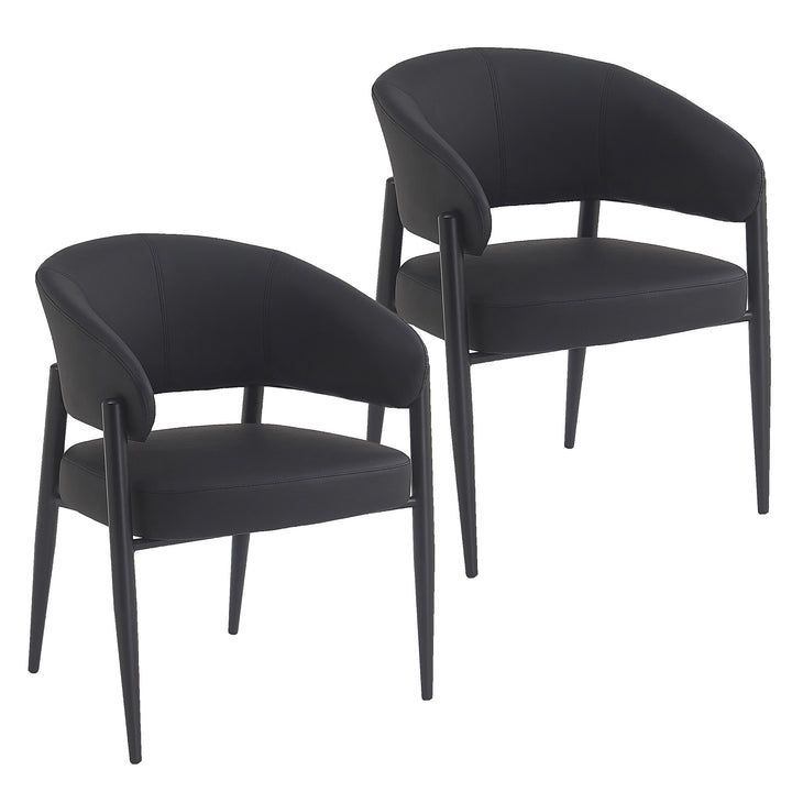 Zenora Upholstered Dining Chairs (Set of 2) – Modern Faux Leather Dining And Lounge Chairs with Matte Black Metal Legs