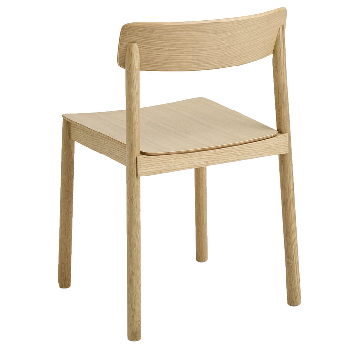 Westmont Modern Round Pedestal Dining Table Set with Travertine Sintered Stone Top And Natural Oak Stackable Chairs