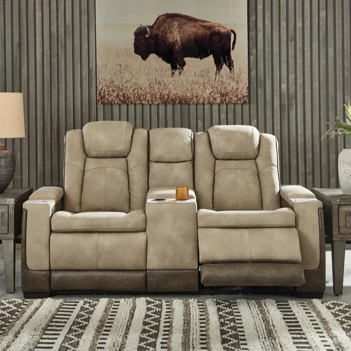 Orello Recliner Set – Beige & Brown, 3-Piece Power Recliner (Chair + Loveseat + Sofa)