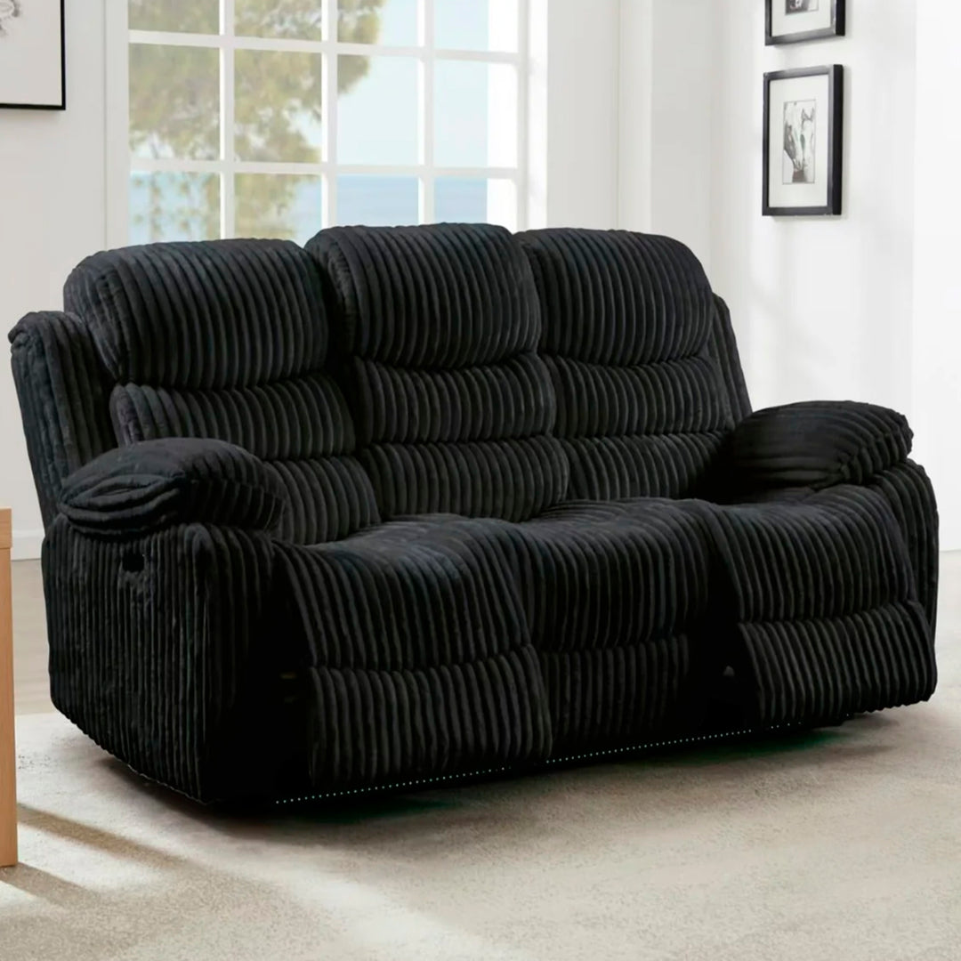 Myrcella Recliner Set – Black Elegance | Power Comfort & LED Vibes