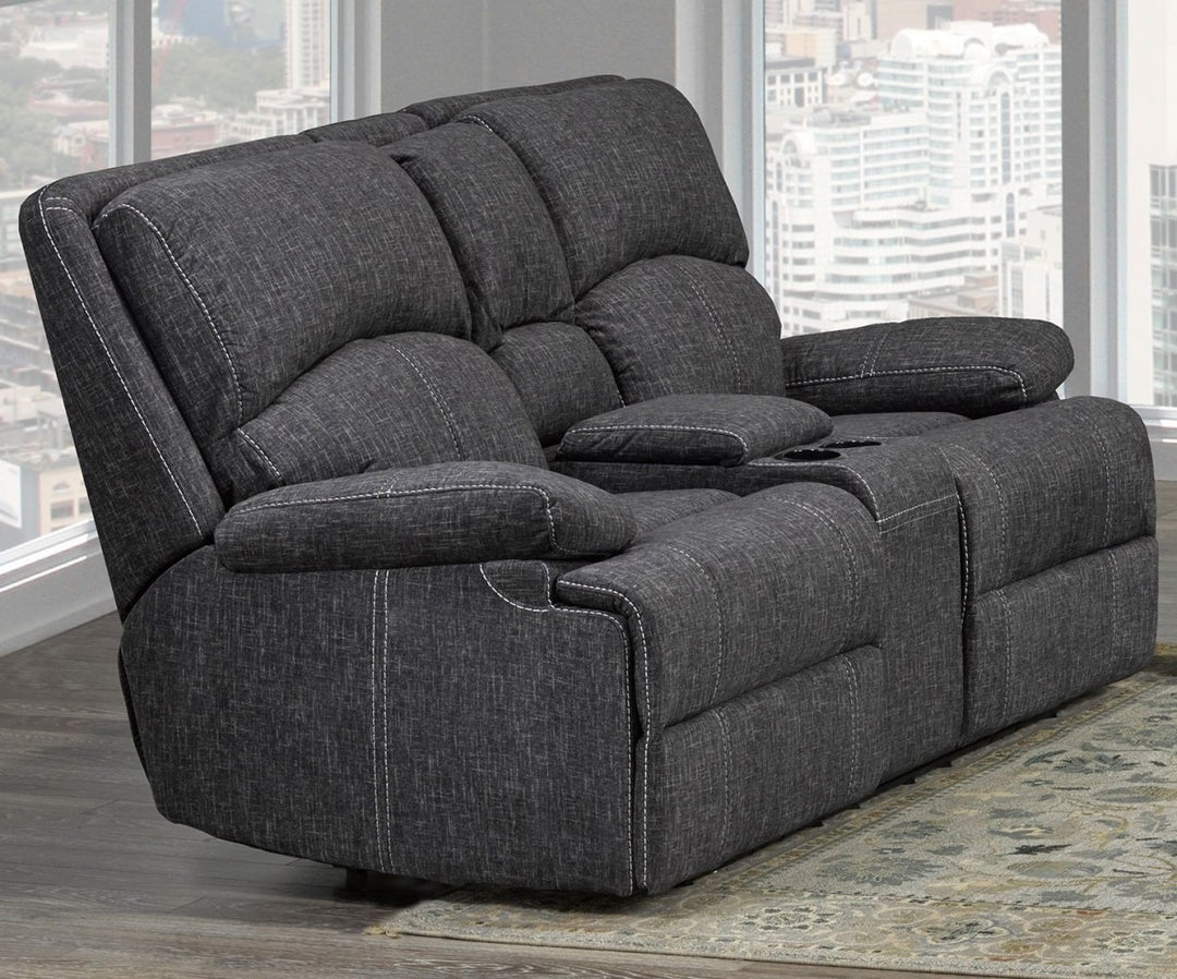 Fairhaven Reclining Loveseat with Storage Console, Cup Holders And Plush Polyester Upholstery