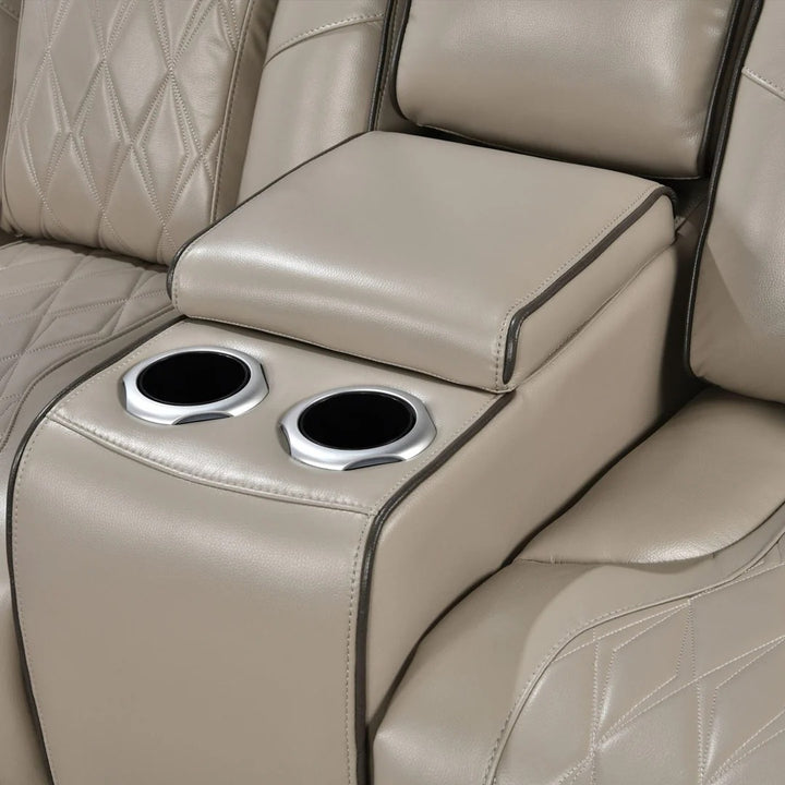 Tivaro Power Recliner Set – Warm Grey Zero-Gravity Sofa with Massage, Heat & LED Lights