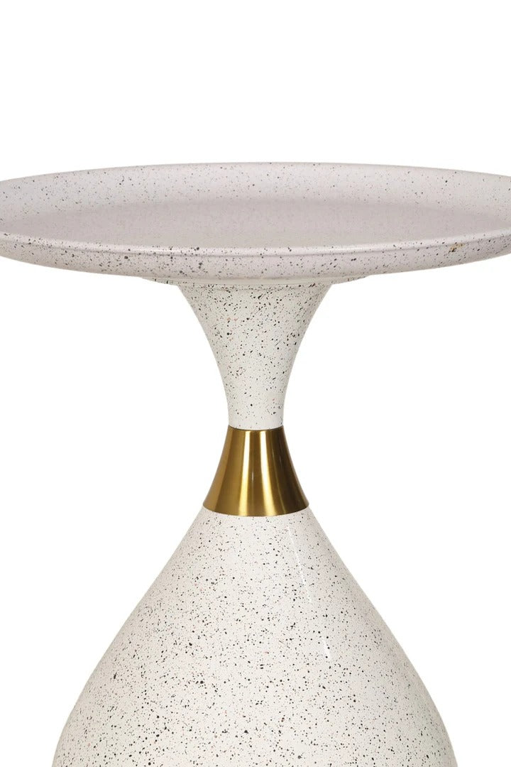 Moderna Opal Accent Table – White & Gold Finish