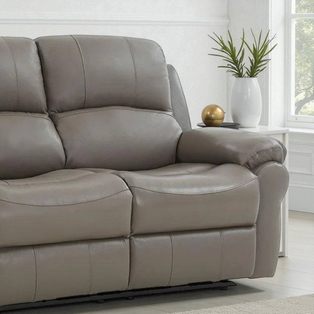 Ravino Recliner Loveseat – Grey Leather Luxury with Power Comfort
