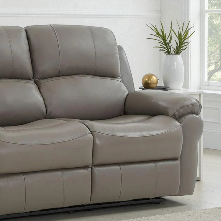 Ravino Recliner Loveseat – Grey Leather Luxury with Power Comfort