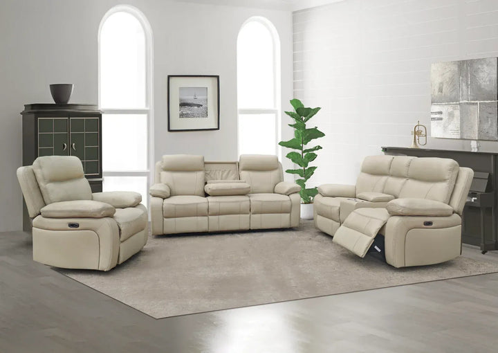 Havyn Power Recliner Set Brown | Genuine Leather Recliner Chair, Loveseat & Sofa (Copy)