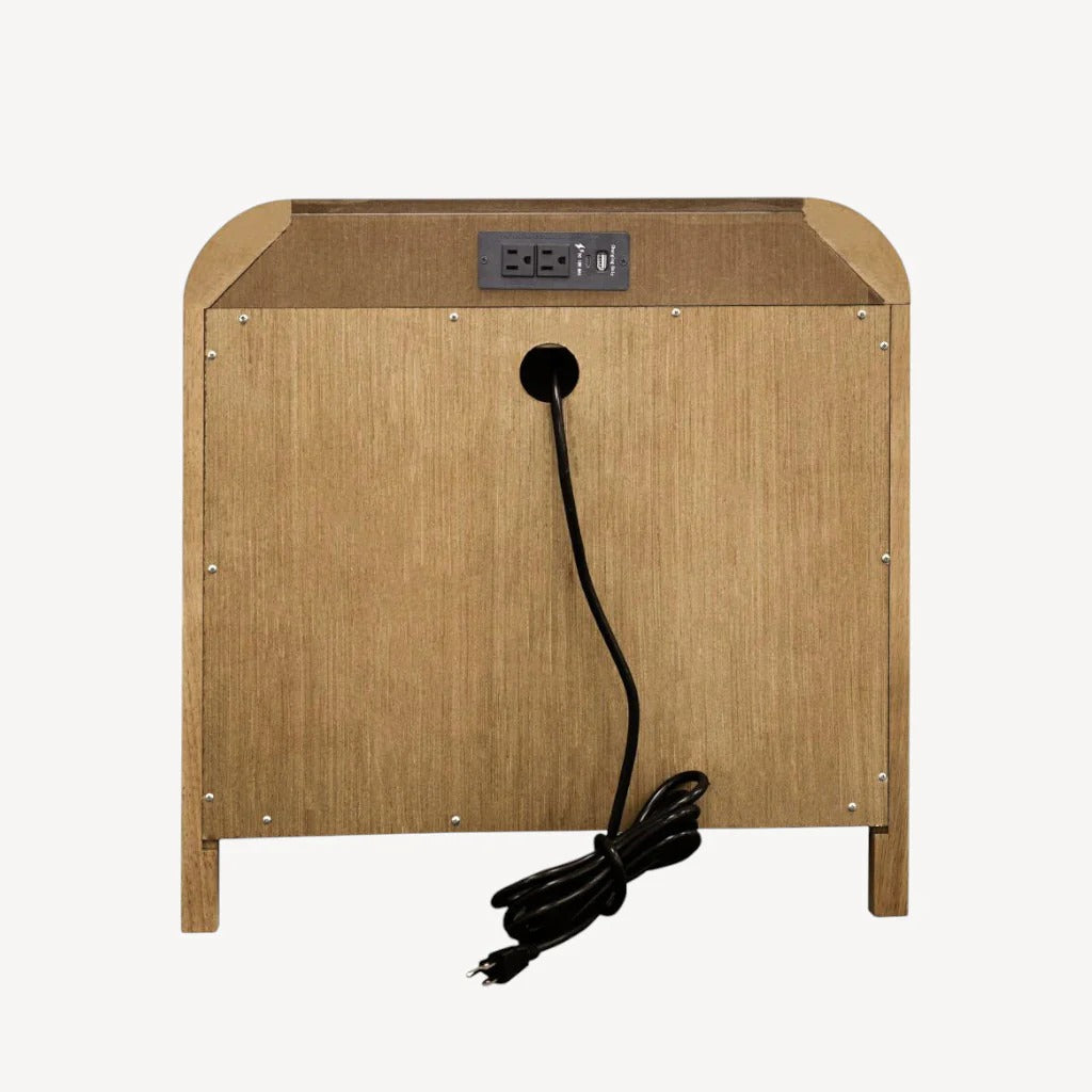 Solara 1-Drawer Accent Table – Wood Finish with Charging Station