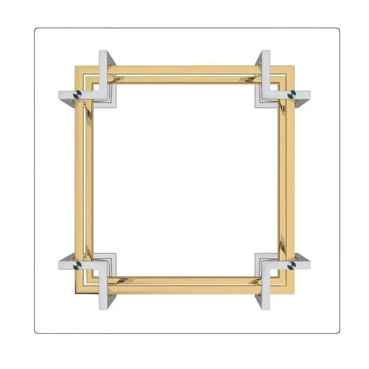 Illumina Coffee Table – Clear Tempered Glass Top & Gold–Silver Metallic Frame