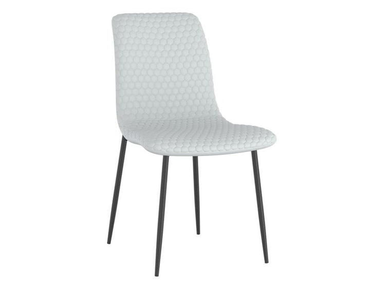 Miraggio Modern Faux Leather Dining Chair Set of 2 – Matte Black Upholstered Chairs with Hexagon-Stitch Detailing and Matte Black Metal Legs