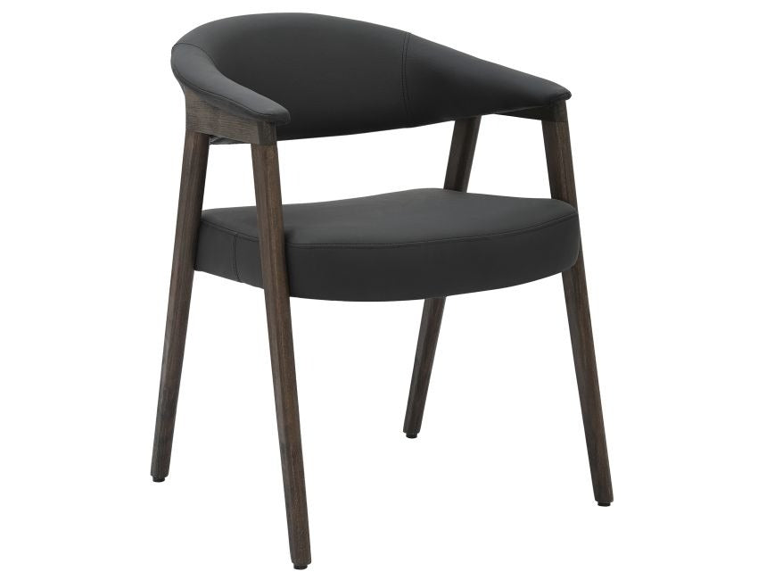 Radiance Mid-Century Modern Dining Armchair Set of 2 – Faux Leather Upholstered Chairs with Solid Beechwood Legs in Brushed Dark Walnut Finish