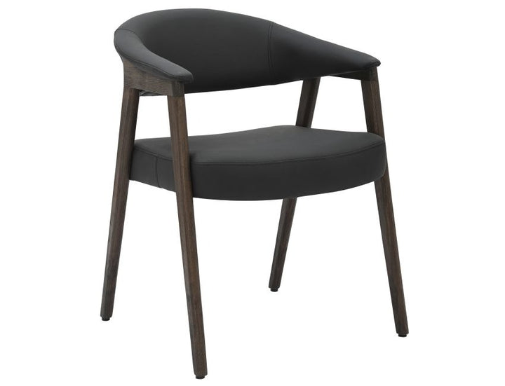 Radiance Mid-Century Modern Dining Armchair Set of 2 – Faux Leather Upholstered Chairs with Solid Beechwood Legs in Brushed Dark Walnut Finish