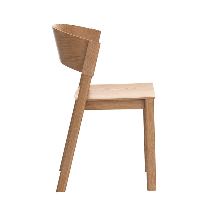 Kervano Modern Round Dining Table Set with 4 Stackable Oak Dining Chairs