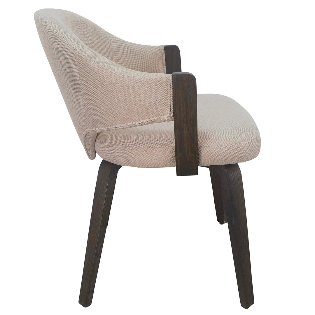 Hartello 7-Piece Mid-Century Modern Mocha Dining Set with Toffee Performance Fabric Chairs