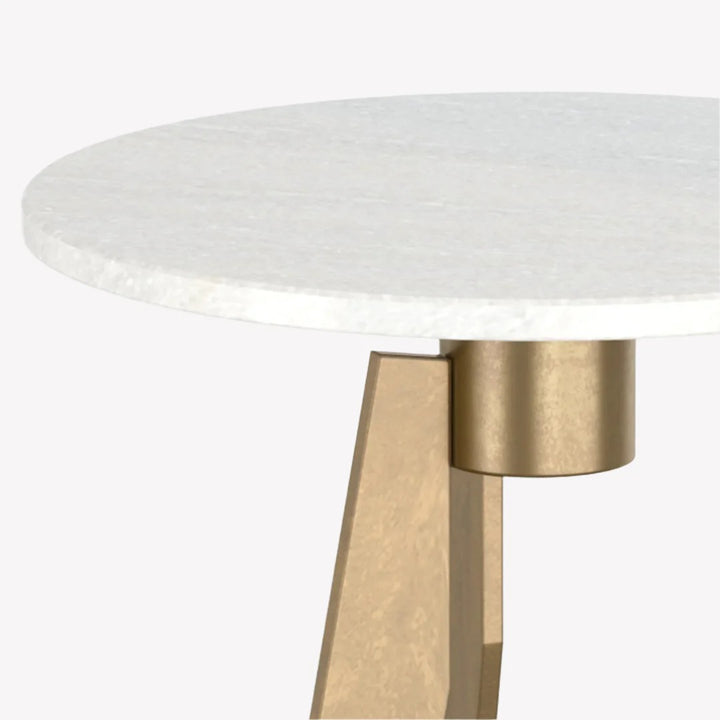 Vogue Accent Table – White Marble Top & Brass Base