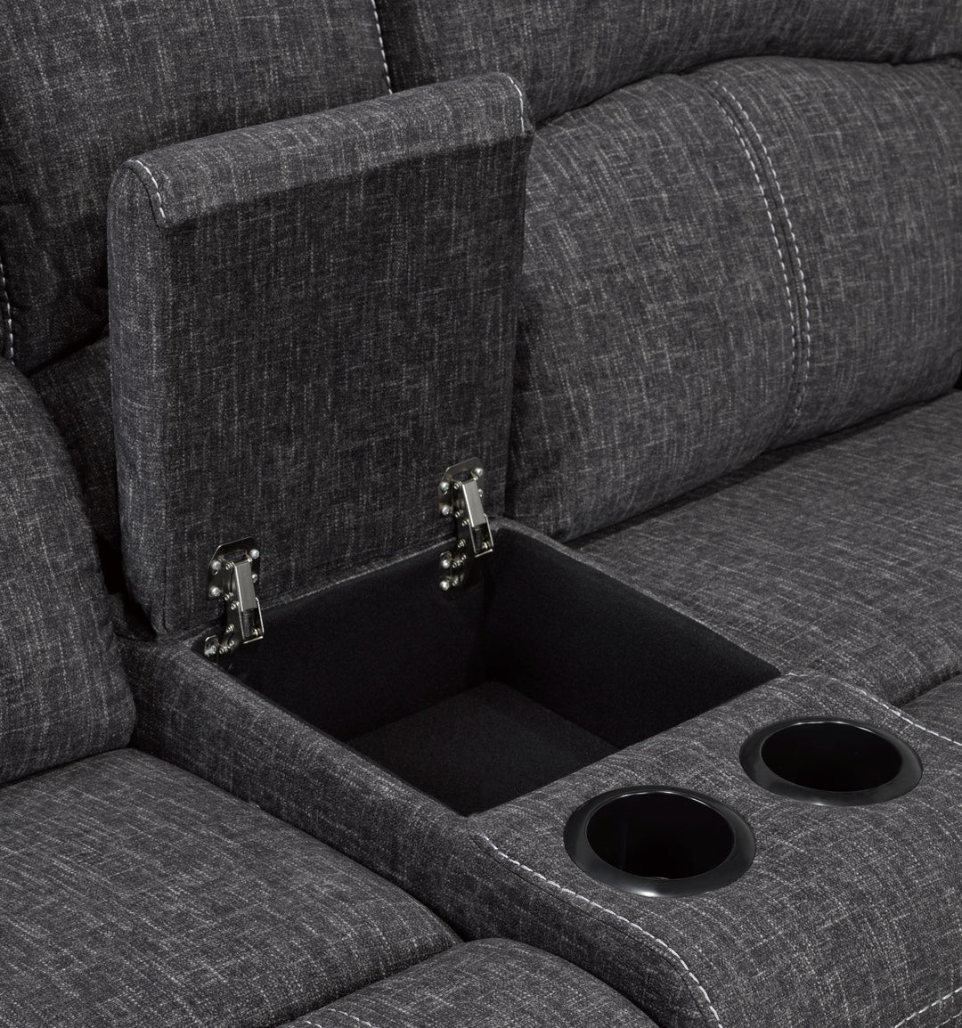 Fairhaven Reclining Loveseat with Storage Console, Cup Holders And Plush Polyester Upholstery