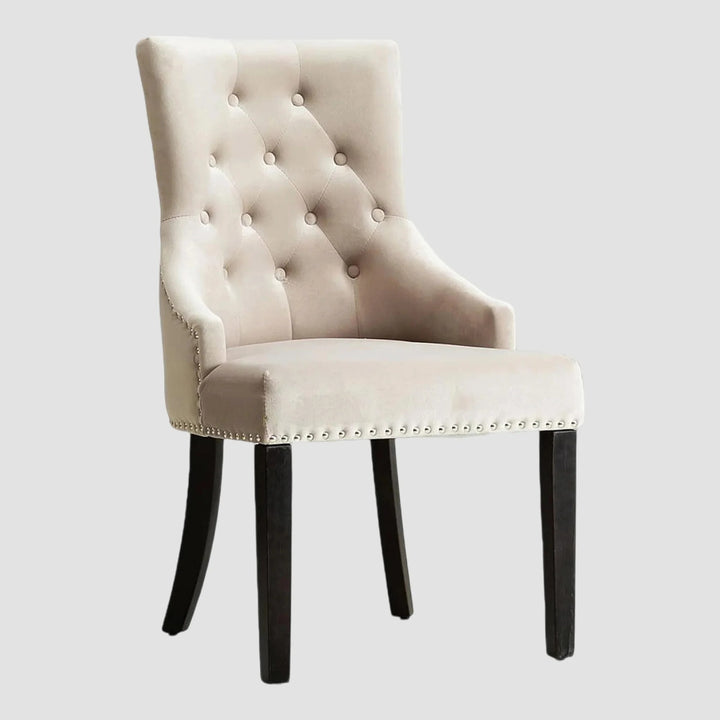 Ophelia Luxe Velvet Accent Chair with Tufted Back and Wooden Legs – Timeless Elegance for Your Home