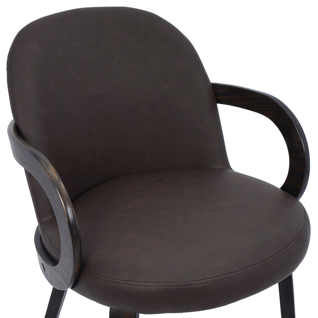Falvion 7-Piece Mid-Century Modern Mocha Dining Set with Brown Upholstered Chairs