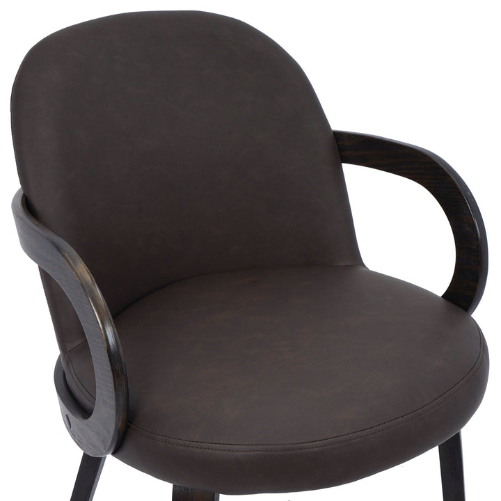 Falvion 7-Piece Mid-Century Modern Mocha Dining Set with Brown Upholstered Chairs