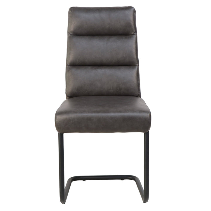 Granver Mid-Century Modern 7-Piece Dining Set – Walnut Table & Black Faux Leather Chairs