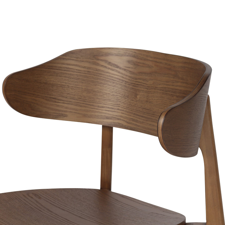 Norestone Mid-Century Modern Round Dining Table with Solid Mango Wood Pedestal Base, Fantasy Brown Marble Top & Walnut Finish