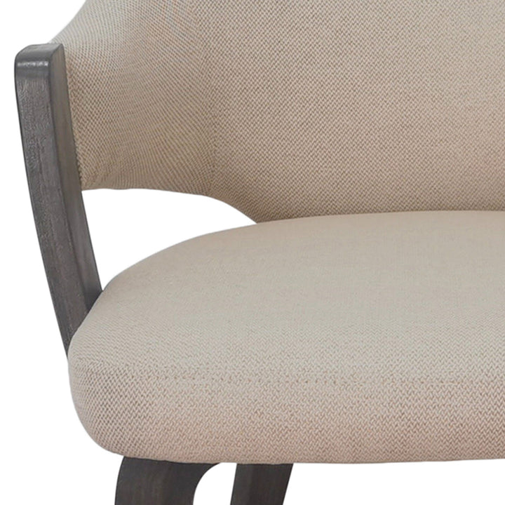 Hartello 7-Piece Mid-Century Modern Mocha Dining Set with Toffee Performance Fabric Chairs