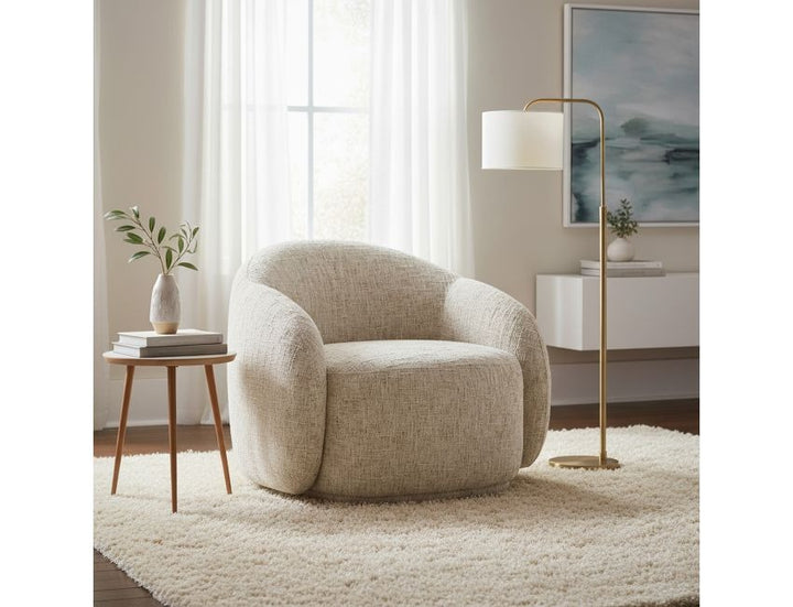 Fairmont Modern Bucket-Style Lounge Chair – Plush Cloud-Inspired Accent Chair with Textured Fabric Upholstery and Foam Cushion Comfort