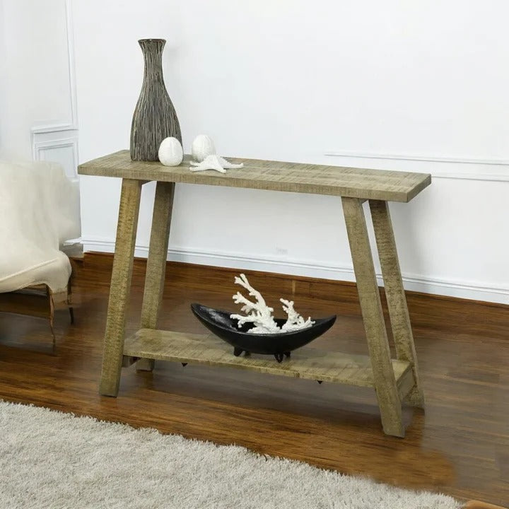 Mirage Console Table – Solid Wood 2-Tier Design