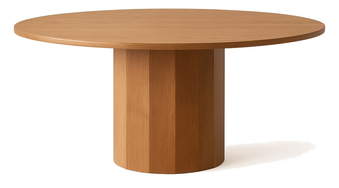 Brentova Contemporary Solid Wood Round Pedestal Dining Table – Timeless Elegance with Natural Wood Finish