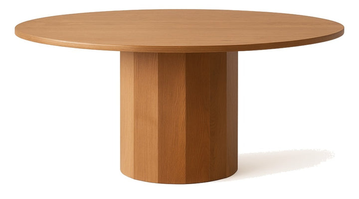 Brentova Contemporary Solid Wood Round Pedestal Dining Table – Timeless Elegance with Natural Wood Finish