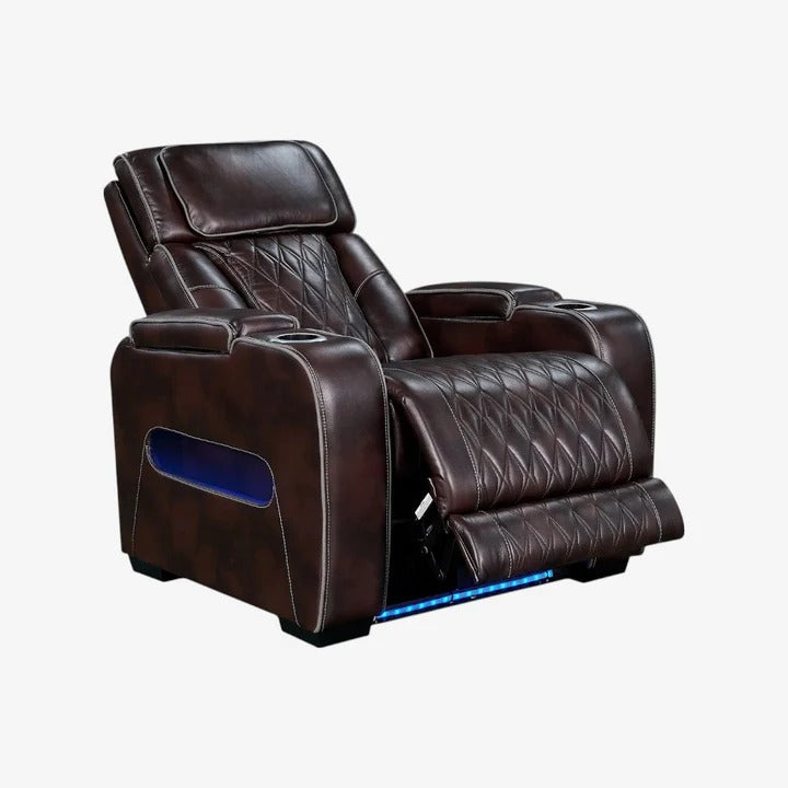 Tivaro Chocolate Power Recliner Sofa Set with Zero-Gravity, Massage & LED Lights