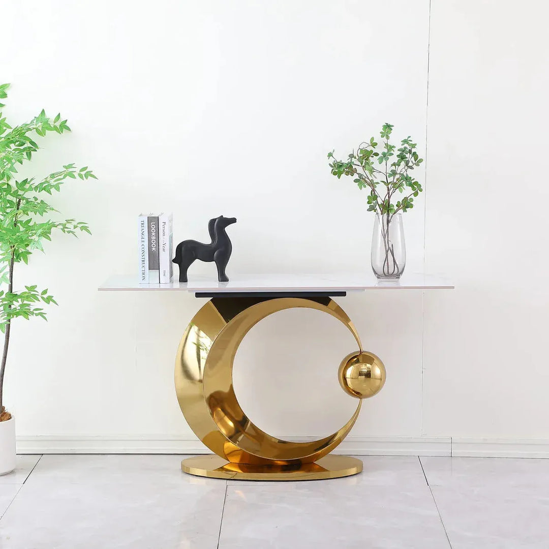 Luxevia Half Moon Console Table – Sophisticated Modern Elegance