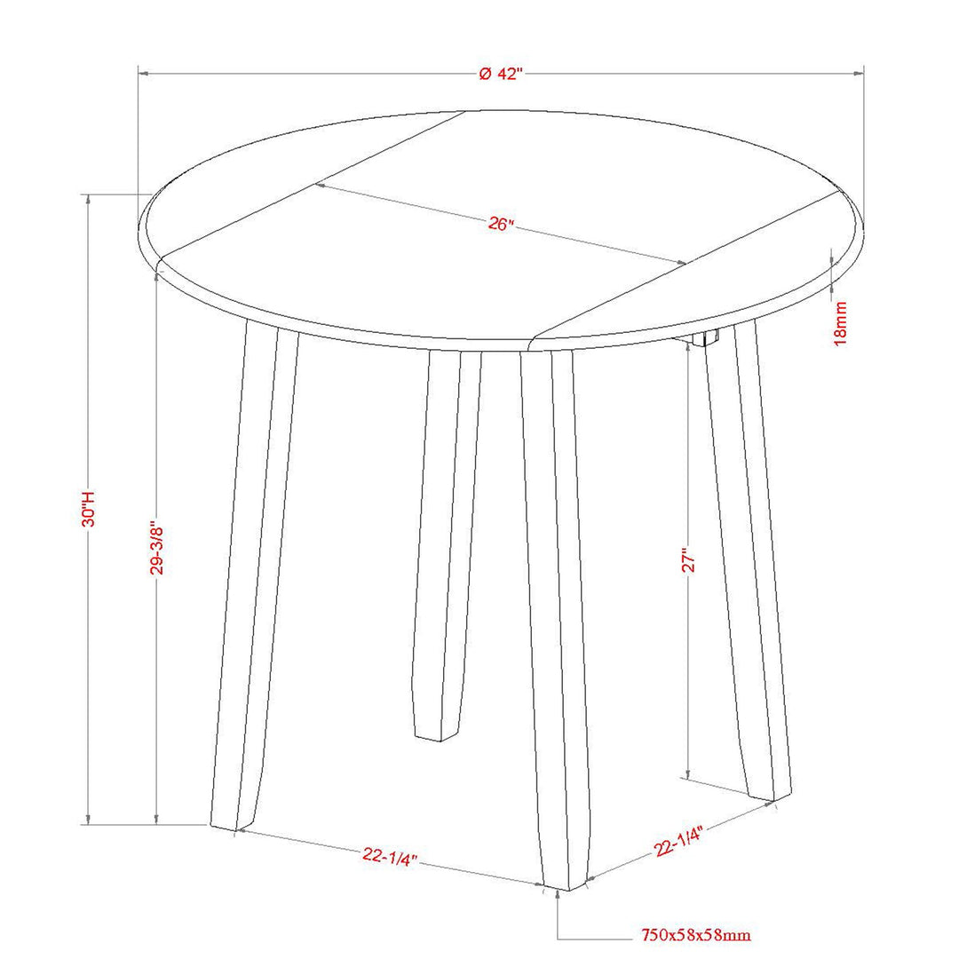 Avenshire Compact 3-Piece Dining Set – Space-Saving Round Drop-Leaf Table with 2 Matching Chairs (Black Finish)