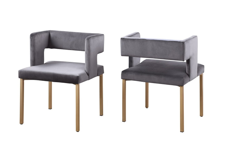 Prism Velvet Dining Chair Set of 2 with Gold-Finished Legs