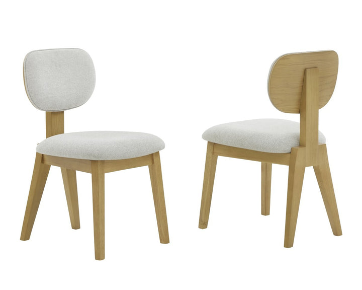 Majestic Halo Dining Chair Set of 2 – Modern Upholstered Chairs with Rubberwood Frame and Natural Oak Finish