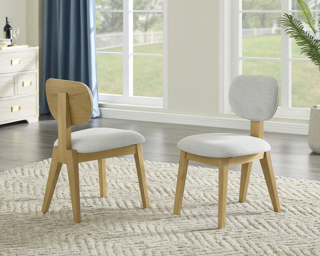 Majestic Halo Dining Chair Set of 2 – Modern Upholstered Chairs with Rubberwood Frame and Natural Oak Finish