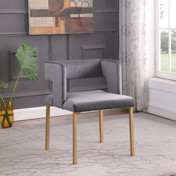 Prism Velvet Dining Chair Set of 2 with Gold-Finished Legs