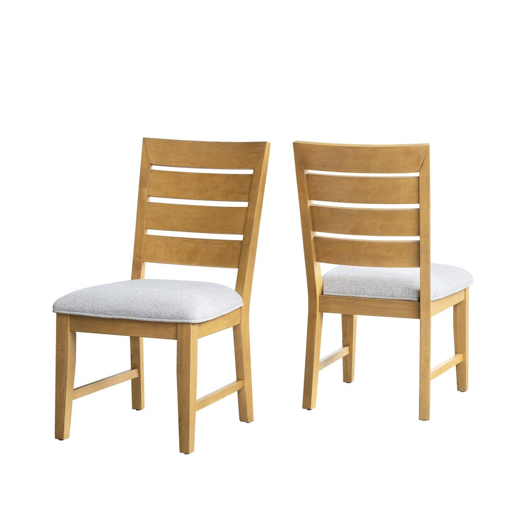 Diamond Crest Dining Chair Set of 2 – Modern Solid Wood Chairs with Memory Foam Seating, Splayed Legs and Natural Finish Design