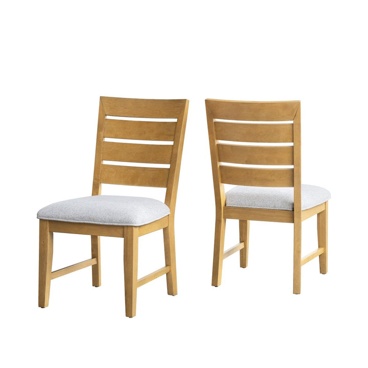 Diamond Crest Dining Chair Set of 2 – Modern Solid Wood Chairs with Memory Foam Seating, Splayed Legs and Natural Finish Design