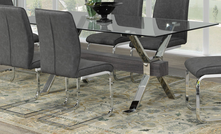 Lumin Luxury Dining Table – Modern Glass Top Table with Chrome Stainless Steel Base
