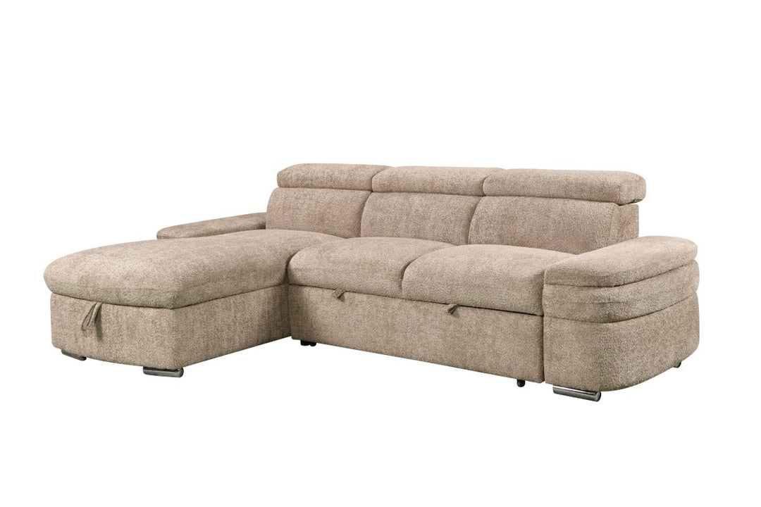 Ashbourne Sectional Sleeper Sofa with Pull-Out Bed, Storage Chaise and Premium Fabric Upholstery