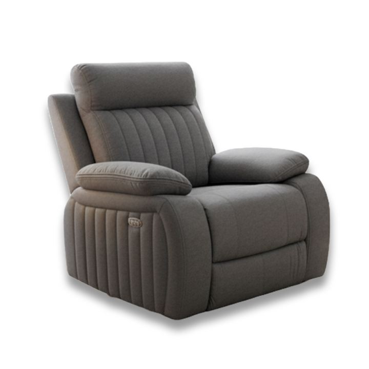 Vento Glider/Recliner – Premium Grey Textured Fabric Upholstery with HD Foam Seating, Pillow Top Armrests and Smooth Gliding Reclining Mechanism for Modern Living Spaces