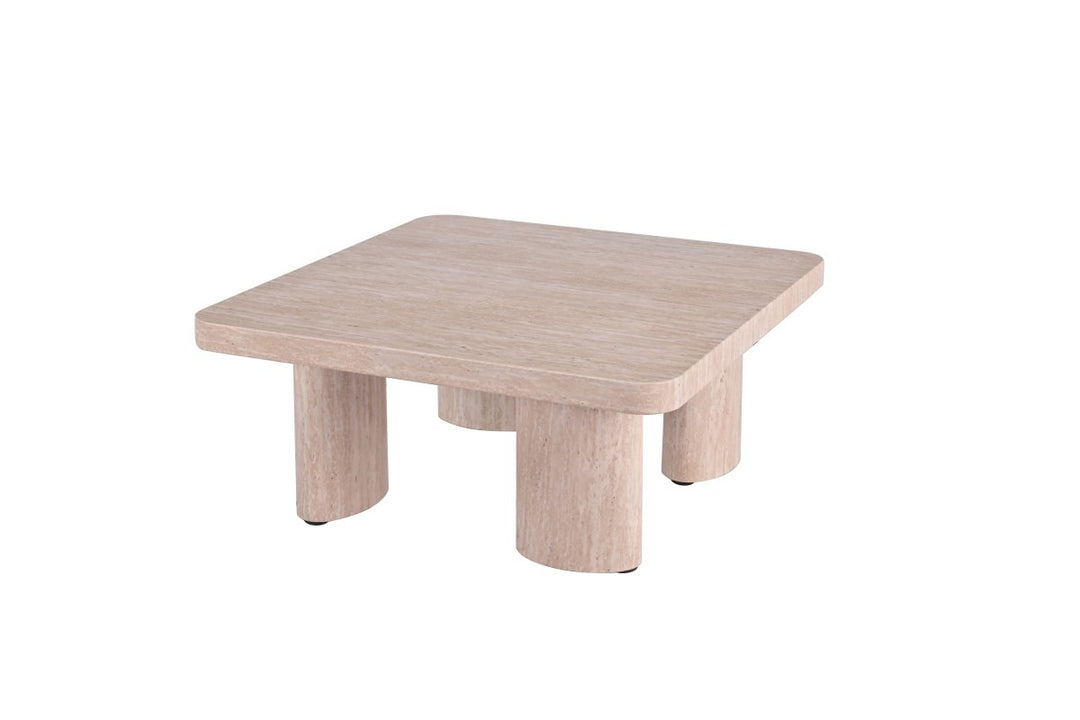Aurevoir Modern Coffee Table with Cylindrical Legs, Wood Grain Finish & Minimalist Contemporary Design for Elegant Living Rooms